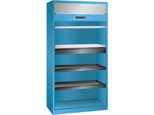 roldeurkast 1950x1000x580mm 4xStalen bodem 1lade cil.-slot RAL5012