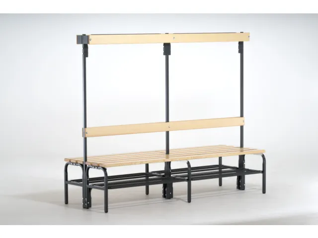 banc double HxLxP 1670x2000x725mm barrettes en bois RAL7016