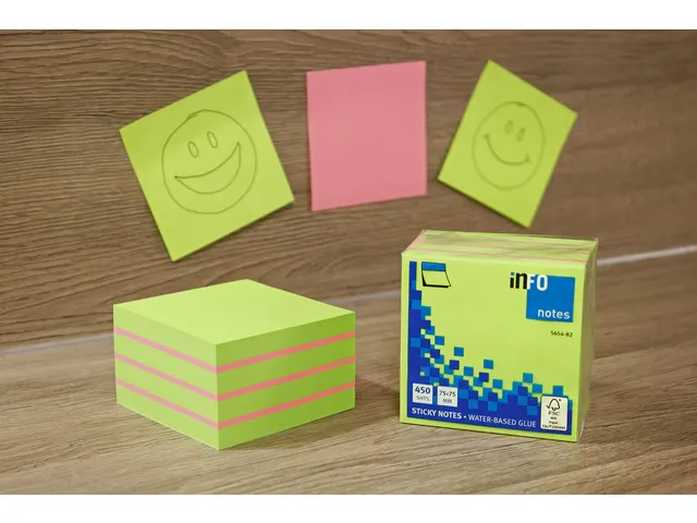 75X75Mm Assorti Blok A 450 Vel Fluor Kleuren