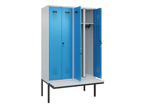 locker met bank,voor scheiding van kleding,HxBxD 2120x1200x815mm,4vak