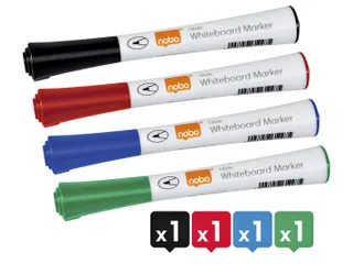 Viltstift Nobo Whiteboard Glide Rond Assorti 1mm Blister à 4st - 2