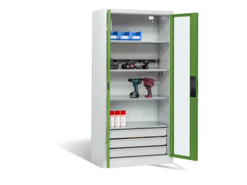 acculaadkast 1950x930x500mm 5stekkerdozen 230V cil.-slot front RAL6011