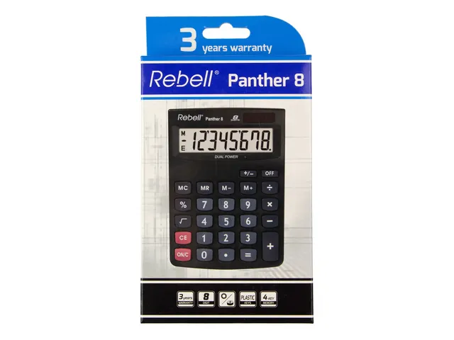 Calculator Rebell PANTHER 8BX zwart desk 8 digit