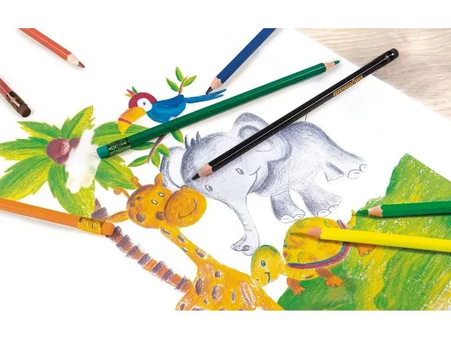 Crayons de couleur Eberhard Faber avec gomme étui de 12 pces.