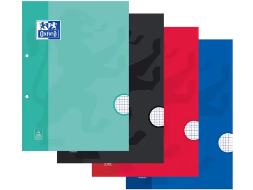 Cursusblok Oxford School A4 2-gaats ruit 5mm 100vel assorti