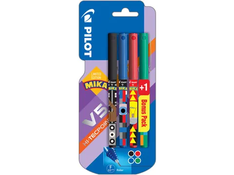 Rollerpen Hi-Tecpoint V5 by Mika 0.5mm Fijne punt 3+1 gratis assorti