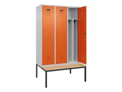 locker met bank,voor scheiding van kleding,HxBxD 2120x1200x815mm,3vak