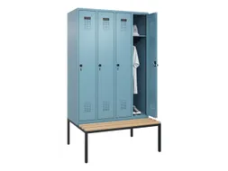locker met bank,HxBxD 2120x1200x815mm,4vak,vak B 300mm,draaigrendel