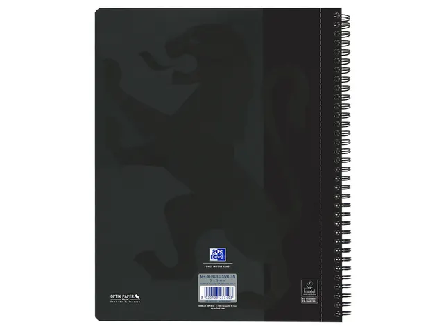 Bloc de cours Oxford A4 + 4 perforations Carreau 10mm 90fls noir