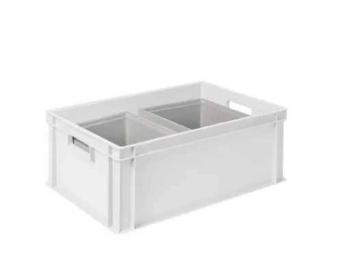 Euronorm-stapelbak,m. 2isoleerboxen,HxLxB 220x600x400mm,44,5/10,4l