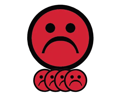 Magneet smiley 75mm emotie bedroefd rood 5 stuks