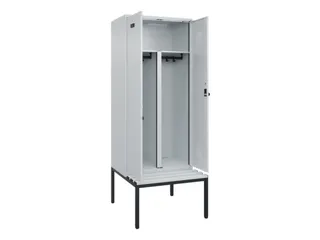 PBM-locker met bank,HxBxD 2120x800x815mm,2vak,vak B 400mm,draaigrendel - 1