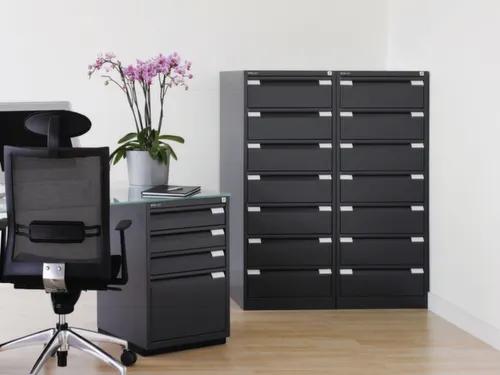fichekast,HxBxD 1321x568x622mm,twee banen,6lade(n),romp wit,front wit