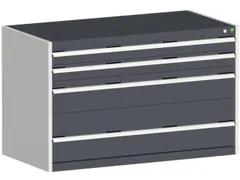 ladekast 800x1300x750mm 4laden zware lasten RAL7035 front RAL7016