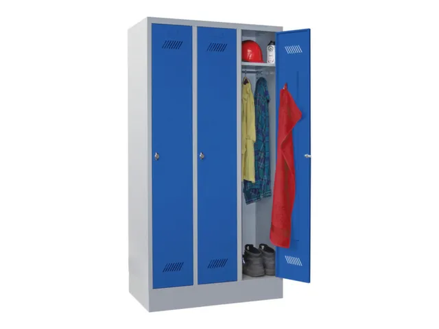 locker,HxBxD 1850x900x500mm,3vak,vak B 300mm,RAL7035,front RAL5010
