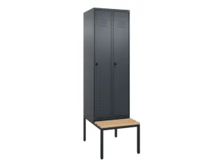 locker met bank,HxBxD 2120x600x815mm,2vak,vak B 300mm,draaigrendel - 1