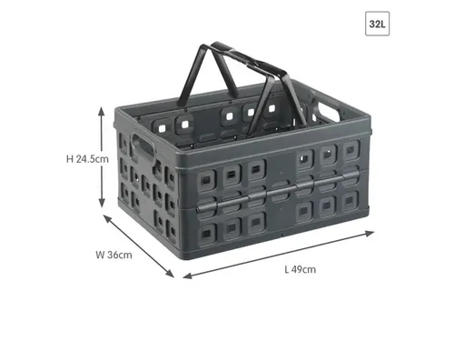 #*Square vouwkrat met extra handgreep 32L zwart/anthr49 x 36 x 24,5 cm