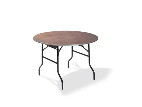 klaptafel,HxØ 760x1220mm,rond,4voeten zwart,blad Multiplex natuur
