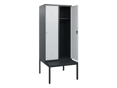 locker met bank,HxBxD 1950x800x815mm,2vak,vak B 400mm,cil.-slot