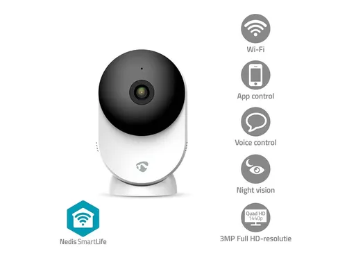 Beveiligingscamera Nedis Smartlife Wifi indoor 3MP Full HD 1296p wit