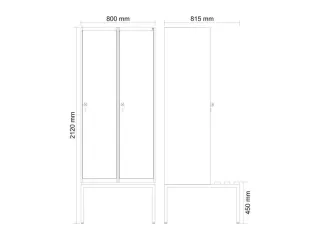 locker met bank,HxBxD 2120x800x815mm,2vak,vak B 400mm,cilinderslot - 3