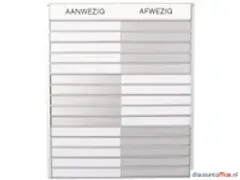 OUTLET In-uit Bord 45 Namen Aluminium Aan/afwezigheidsbord Groot Wit