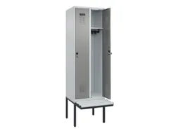 locker met bank,HxBxD 2120x600x815mm,2vak,vak B 300mm,draaigrendel