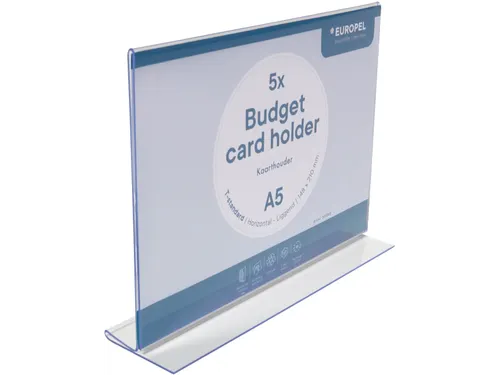 Kaarthouder Budget T-Standaard A5 1,5 Mm Liggend Acryl set van 5 stuks