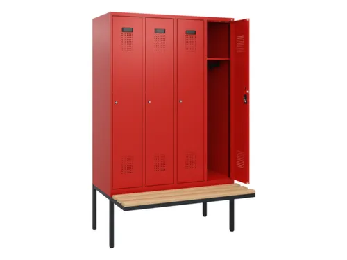 locker met bank,HxBxD 1950x1200x815mm,4vak,vak B 300mm,cilinderslot