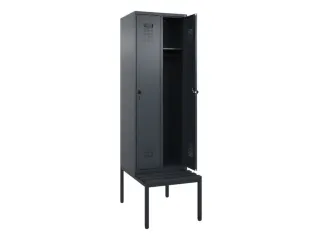 locker met bank,HxBxD 2120x600x815mm,2vak,vak B 300mm,draaigrendel - 1