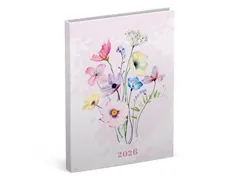 Agenda 2026 Lannoo 110x150 Flowers watercolour 7dagen/2pagina's roze