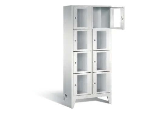 Lockerkast 1850x810x500mm 2x4 vakken Cilinderslot Poten, RAL7035