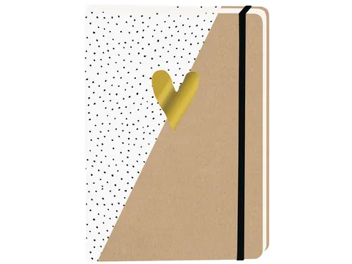 Notitieboek kraft gouden hart A5 lijn 92 pagina's softcover
