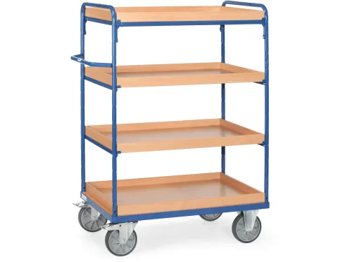 Etagewagens 8223 4 Etages Met Rand Hout 600kg 1200x800mm Ral5007