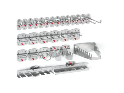 Haken Voor Geperforeerde Platen Assortiment 28-Delig Aluminium-Kleurig