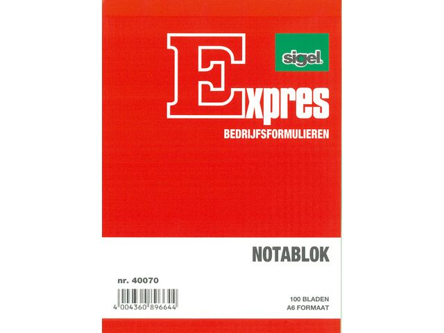 notablok Sigel Expres A6 hoog blok a 100 blad | Bedrijfsformulier.be