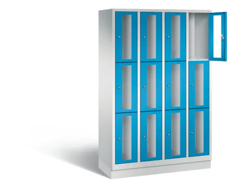Lockerkast 1800x1190x500mm 4x3 vakken Cilinderslot, Sokkel, RAL5012