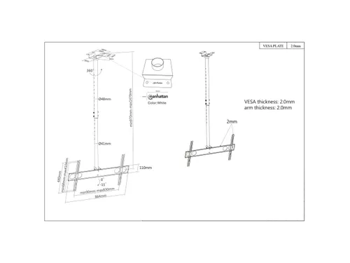 Plafondbeugel voor TV’s en monitoren, voor schermen 37 inch–75 inc