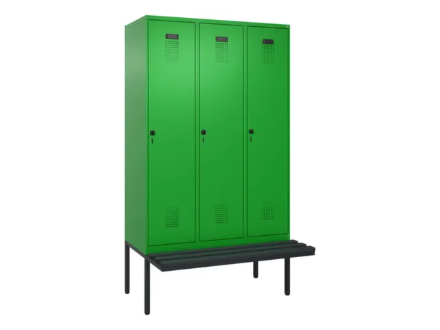 locker met bank,voor scheiding van kleding,HxBxD 2120x1200x815mm,3vak