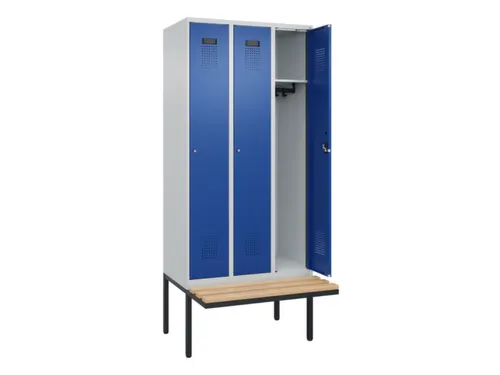 locker met bank,HxBxD 2120x900x815mm,3vak,vak B 300mm,cilinderslot