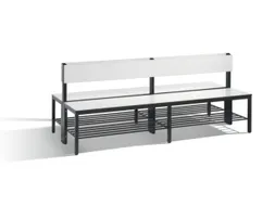 omkleedbank,HxLxD 796x2000x760mm,HPL wit,frame staal RAL7021,leuning