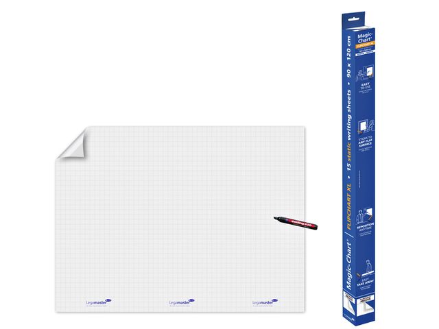Magic-Chart Legamaster flipchart XL 90x120cm wit met ruit | LegamasterWhiteboard.nl