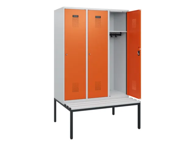 locker met bank,HxBxD 1950x1200x815mm,3vak,vak B 400mm,cilinderslot