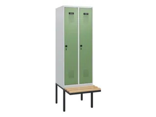 locker met bank,HxBxD 1950x600x815mm,2vak,vak B 300mm,draaigrendel - 2