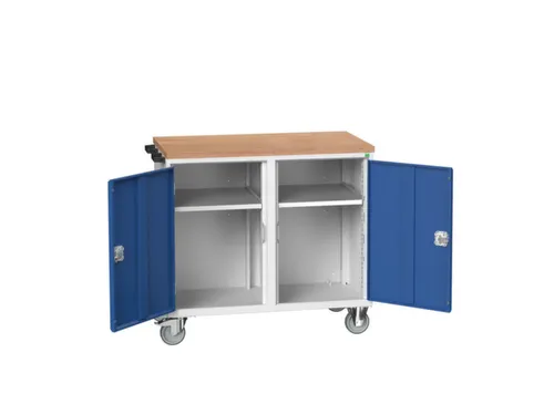 montagetafel 980x1050x600mm multiplexblad 2 kasten RAL7035 fr. RAL5010