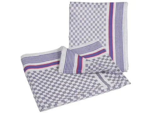 geweven theedoek,LxB 900mmx500mm,katoen,wit/blauw,ruitpatroon