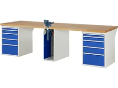 werkbank,HxBxD 890x3000x900mm,beukblad,draagverm. 750kg,3containers