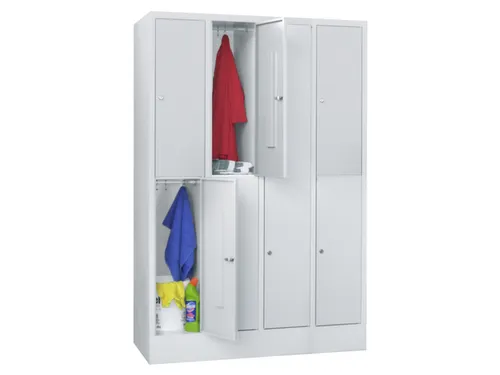 lockerkast,HxBxD 1850x1200x500mm,4x2vakken,RAL7035,front RAL3000