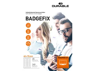 Naambadge etiket Durable 8334 40x75mm zelfklevend wit - 1