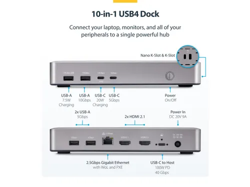 Dual-Monitor USB4 docking station Dual 4K 120Hz of Single 8K 60Hz